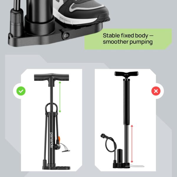 61Sr9w1QOTL._AC_SL1500_.jpg Bike Pump Floor, Advanced Bike Tire Inflator, Bicycle Hand Air Pump with Dual Presta and Schrader Valves, Handheld Pump, Suitable for Road and Mountain Bikes, Baby Stroller, Balls