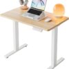 HUANUO 32" Small Electric Standing Desk Adjustable Height, 4 Memory Height Settings, Sit Stand Up Desk for Home Office & Computer Workstation, LightWalnut