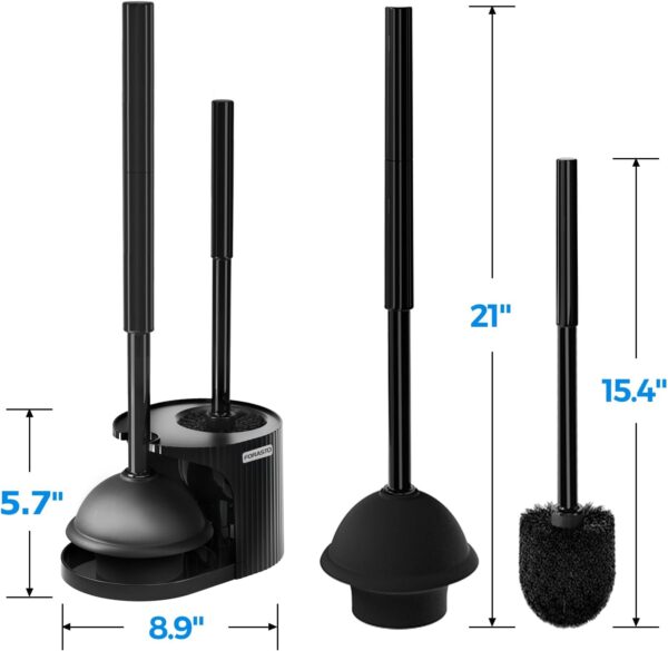 FORASTO 2 in 1 Toilet Plunger and Brush Set，Extended Handle Plunger，Toilet Bowl Brush Plunger Set, Bathroom Cleaning Tools ，Toilet Brush Plunger Combo，Cleaning Brush，Bathroom Cleaning Supplies