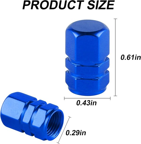 61VQqXWGuFL._AC_SL1500_.jpg alpmosn Aluminum Tire Stem Valve Caps Wheel Valve Covers Car Dustproof Tire Cap Cover Accessories, Universal for SUV, Car, Bike and Motorcycle, Hexagon Shape (4PCS Blue)