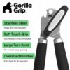 61VwLJ7Z-vL._AC_SL1000_.jpg GORILLA GRIP Heavy Duty Stainless Steel Smooth Edge Manual Can Opener and Bottle Openers, US Designed, Soft Comfortable Handle, Oversized Handheld Turn Knob, Multifunctional Kitchen Tool, Black