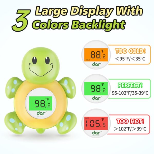 61W5RU7CM8L._SL1000_.jpg Baby Bath Thermometer, Digital Water Temperature Thermometers with 3 Color Backlit and Temperature Warning, Safety Bath Tube Thermometers Floating Toy for Infant, Toddler