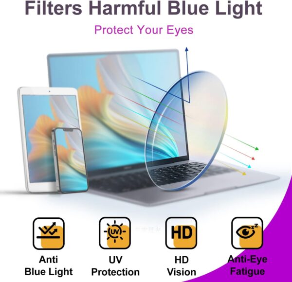 VISOONE Blue Light Blocking Glasses Square with Anti Computer Glare for Gaming Women and Men MONTANA