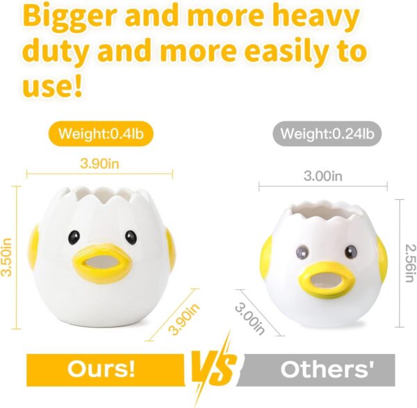 61XZUjZb0eL._AC_SL1500_.jpg LuoCoCo Cute Egg Separator, Ceramics Vomiting Chicken Egg Yolk White Separator, Practical Household Small Egg Filter Splitter, Kitchen Gadget Baking Assistant Tool, Dishwasher Safe (Yellow)