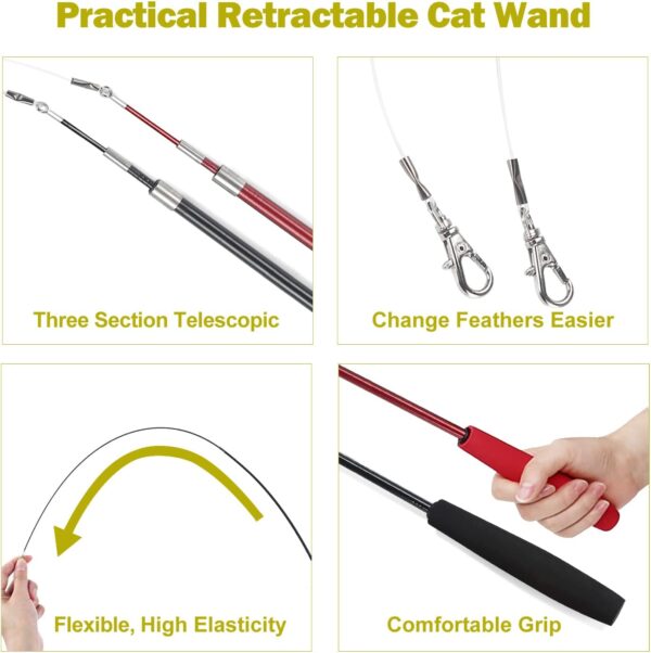 61Ye-sTrRhL._AC_SL1442_.jpg MeoHui Cat Toys for Indoor Cats, Interactive Cat Toy 2PCS Retractable Wand Toy and 9PCS Cat Feather Toys Refills, Funny Kitten Toys Cat Fishing Pole Toy for Bored Indoor Cats Chase and Exercise
