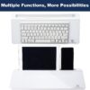 TSJ OFFICE Small Desktop Whiteboard -Glass Dry Erase Board Computer Keyboard Stand White Board Surface Pad with Drawer, Desk Organizers with Accessories for Office, Home, School Supplies - White