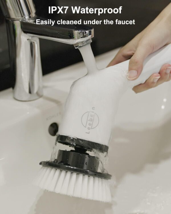61bJcxGDAVL._AC_SL1500_.jpg Leebein Electric Spin Scrubber, Cordless Cleaning Brush with 8 Replaceable Brush Heads, Tub and Floor Tile 360 Power Scrubber Dual Speed with Adjustable & Detachable Handle for Bathroom Kitchen Car