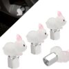 Glow in The Dark Tire Valve Caps-4 Pieces Cute Animal Auto Exterior Accessories for Men/Women, Fun Tire Accessories Universal Fit for Most Car Motorcycles Trucks Bicycles. (Rabbit)