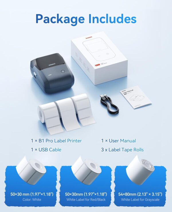 NIIMBOT B1 Pro Label Maker, 300DPI HD Label Printer, Ideal for Photos,Stores,Notes,Study Graphics, Small Business, Comes with 3 Rolls of Labels