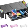 WALI Computer Monitor Stand with Storage, Desk Organizer with Drawer and Pen Holder, Desk Monitor Riser 3 Height Adjustable, Laptop Riser for Computer, Laptop, Printer(PTT003-B), 1 Pack, Black