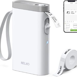 61j-0VbdDQL._AC_SL1500_.jpg Nelko Label Maker Machine with Tape, P21 Bluetooth Label Printer, Wireless Mini Label Makers with Multiple Templates for School Office Home, White