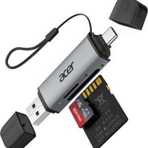 61qT3xFVtzL._AC_SL1500_.jpg acer SD Card Reader USB C, Dual Slots USB 3.0 Type C to Micro SD Card Adapter, Memory Card Reader for MicroSD, SDHC, SDXC, Compatible with Laptop, PC, iPhone16/15, MacBook Pro/Air, iPad Pro, Android