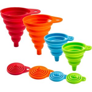61rqVqalscL._SL1500_.jpg Kitchen Funnel Set 4 Pack, Small and Large, Kitchen Gadgets Accessories Foldable Silicone Collapsible Funnels for Filling Water Bottle Liquid Transfer Food Grade