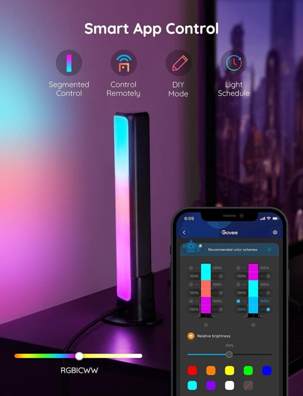 61sO1xH47BL._AC_SL1500_.jpg Govee Smart LED Light Bars, Work with Alexa and Google Assistant, RGBICWW WiFi TV Backlights with Scene and Music Modes for Gaming, PC, Living Room Decoration, Black