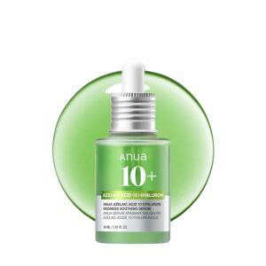 61sSYnrc1zL._SL1500_.jpg Anua Azelaic Acid 10 Hyaluron Redness Soothing Serum, Facial Serum for Blemish-Prone & Oily-Prone Skin, Lightweight & Hydrating Blemish Care, Hyaluronic Acid, Korean Skincare, 1.01 fl oz.