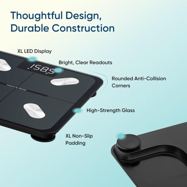 61soP2HIF5L._AC_SL1500_.jpg Etekcity Smart Scale for Body Weight, FSA&HSA Eligible, Bathroom Digital Weighing Scale with BMI, Body Fat, Muscle Mass, Accurate Bluetooth Home User Health Equipment Sync Apps, LED, Tempered glass