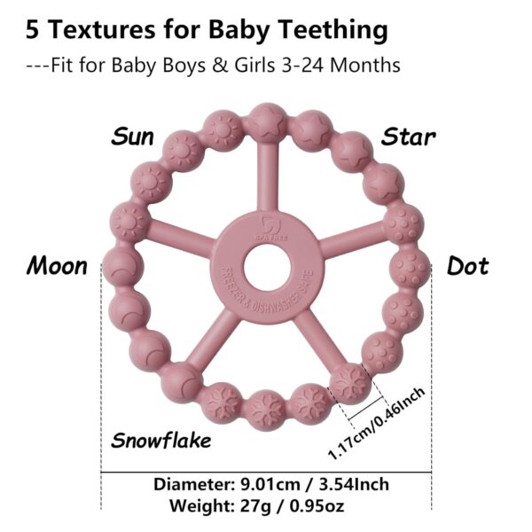 61tIpvqxGSL._SL1500_.jpg 3 Pack Ring Teether Baby Infant Toys, Baby Essentials, Silicone Teething Ring Toys for Babies 0-6 Months, Seposeve Toddler Teethers 6-12 Months 12-24 Months, Infant Teething Relief, Purple Pink White