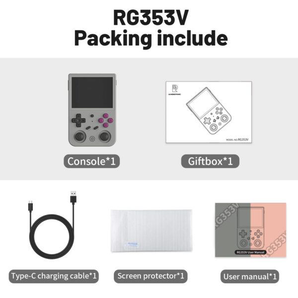 RG353V Retro Handheld Game with Dual OS Android 11 and Linux,RG353V with 64G TF Card Pre-Installed 4452 Games Supports 5G WiFi 4.2 Bluetooth Online Fighting,Streaming and HDMI (RG353V-GRAY-NEW)