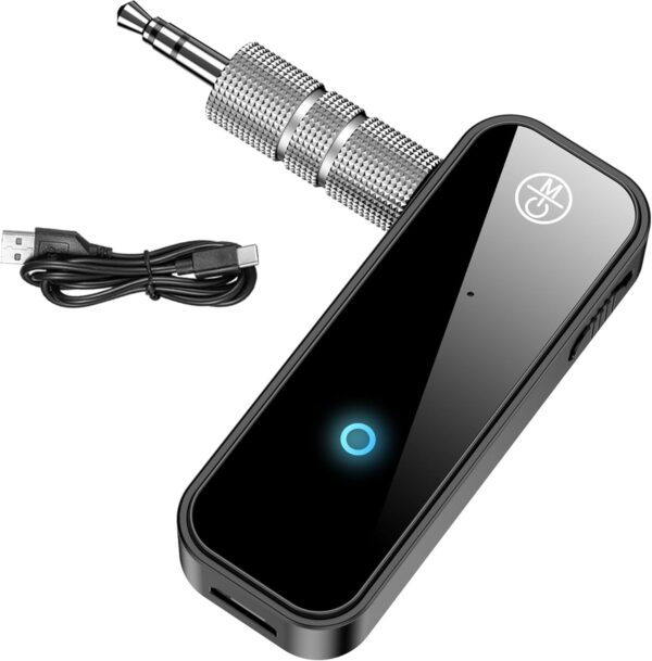61v82fzYrKL._AC_SL1500_.jpg Auxiliary Aux Bluetooth 5.4 Adapter for Car, 2 in 1 Bluetooth Receiver Transmitter, 3.5mm Jack Wireless Audio Adapter Dongle for TV Headphone PC Speaker Amplifier Home Stereo System, with Microphone