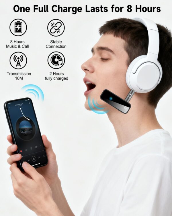 61wgPseE72L._AC_SL1500_.jpg Auxiliary Aux Bluetooth 5.4 Adapter for Car, 2 in 1 Bluetooth Receiver Transmitter, 3.5mm Jack Wireless Audio Adapter Dongle for TV Headphone PC Speaker Amplifier Home Stereo System, with Microphone