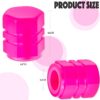 4PCS Fluorescent Tire Valve Stem Caps, Luminous Car Tire Air Cap, Corrosion Resistant Leak-Proof Wheel Valve Cover, Universal for Cars, Trucks, Bikes, Motorcycles, Bicycles(Pink)