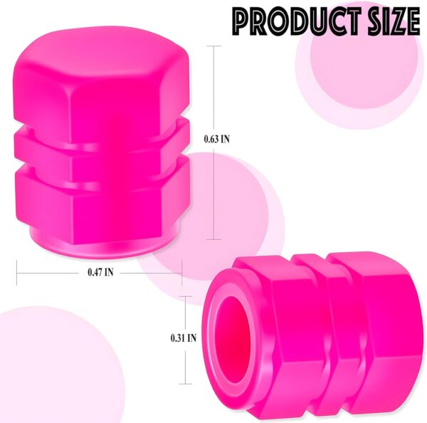 4PCS Fluorescent Tire Valve Stem Caps, Luminous Car Tire Air Cap, Corrosion Resistant Leak-Proof Wheel Valve Cover, Universal for Cars, Trucks, Bikes, Motorcycles, Bicycles(Pink)