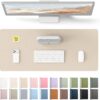 YSAGi Leather Desk Pad Protector, Office Desk Mat, Large Mouse Pad, Non-Slip PU Leather Desk Blotter, Waterproof Laptop Desk Writing Pad for Office and Home (23.6" x 13.8", Eggshell)