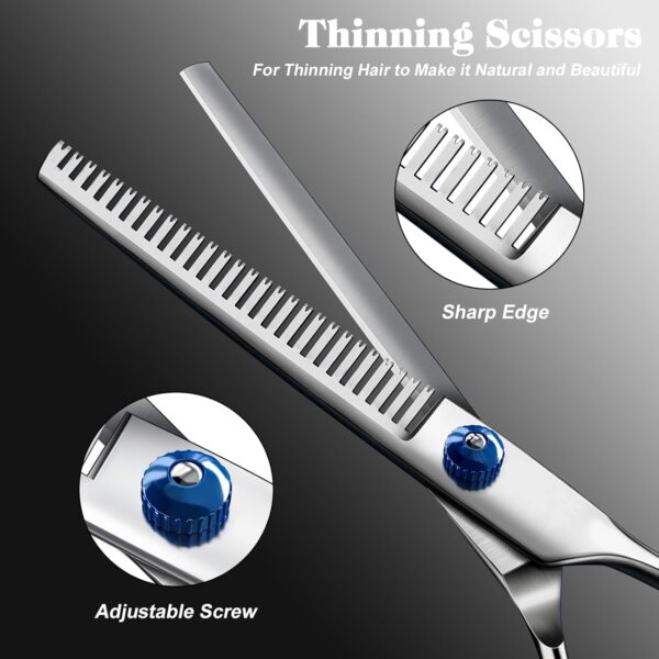 71YDkCFI7L._AC_SL1500_.jpg Professional 4 in 1 Dog & Cat Grooming Scissors Kit with Safety Round Tips,Sharp & Durable,Dog Shears for Grooming - Includes Straight, Curved, Thinning Scissors and Comb - Premium Pet Supplies