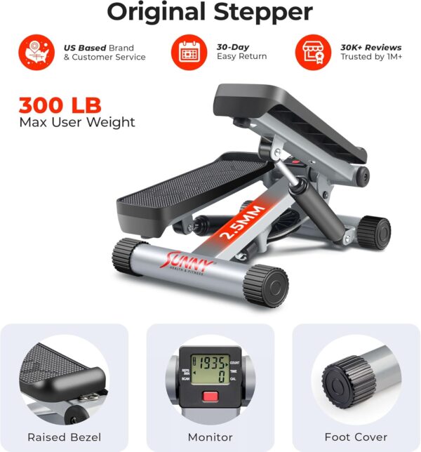 71cwJZZApL._AC_SL1500_.jpg Sunny Health & Fitness Mini Steppers for Exercise at Home, Stair Step Workout Machine with Resistance Bands, Full Body Cardio Equipment, Optional Free SunnyFit App Connection Smart Stepper