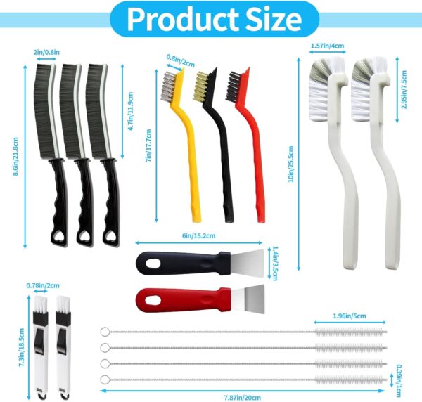 71li-7kGwL._AC_SL1500_.jpg 16Pcs Crevice Cleaning Brush Set, Hard Bristle Scrub Brushes Tools for Deep Cleaning Gap,Window Groove Cleaning Brush for Sliding Door, Sill, Tile Lines, Shutter, Corner, Sink, Teapot, Bottle (16 Pcs)