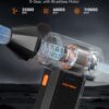 WOLFBOX MegaFlow 50 Compressed Air Duster-110000RPM Super Power Electric Air Duster, 3-Gear Adjustable Mini Blower with Fast Charging, Dust Blower for Computer, Keyboard, House, Outdoor and Car