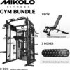 Mikolo Smith Machine with Weight Stack, Power Cage Home Gym System with LAT Pulldown & Cable Crossover, Multi-Functional Trainer with Dual Pulley System, Includes 10+ Free Attachments