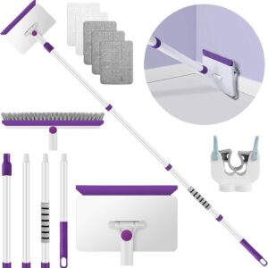 71-k-mFaTuL._AC_SL1500_.jpg Baseboard Cleaner Tool with Handle, 60" Extendable Long Handle Baseboard Cleaner with 5 Reusable Pads for Baseboards Cleaning, Ceiling, Wall, Floor, Bathroom Kitchen