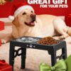 71-lQWoDg1L._AC_SL1500_.jpg Jovrun Elevated Dog Bowls for Medium Large Size Dogs, Non-Slip Dog Feeder with 1*Stainless Steel Dishes & 1*Slow Feeder Bowl, 5 Heights Adjustable Raised Bowls to 3.15″-8.66″-9.84″-11.02″-12.2″