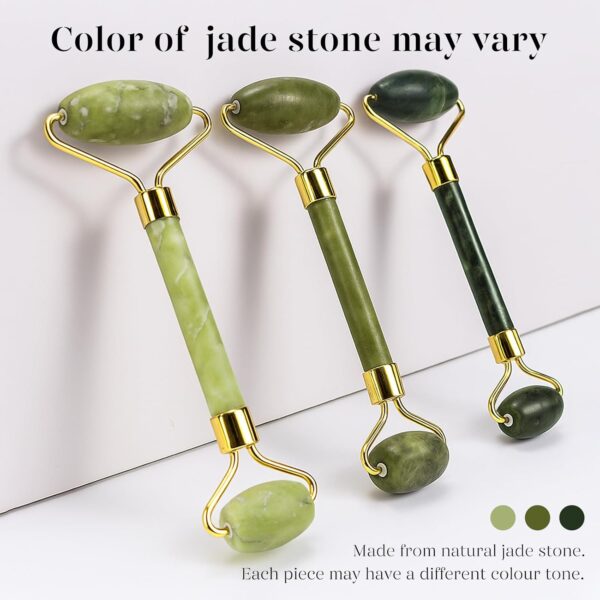 BAIMEI IcyMe Gua Sha & Jade Roller Set, Cooling Face Roller & Gua Sha Tool for Depuffing, Facial Sculpting & Jawline Definition, Smooth Rolling Skincare Tools for Women & Men – Green