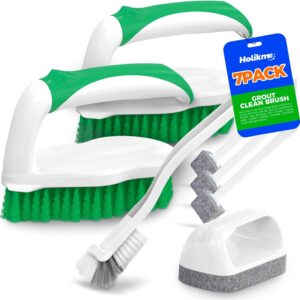 711Egxvz19L._AC_SL1500_.jpg Holikme 7 Pack Deep Cleaning Brush Set, Scrub Pads with Scraper Tip for Pool Walls, Bathroom, Grout, Floor, Bike, Tub, Shower, Kitchen Surface (Green)