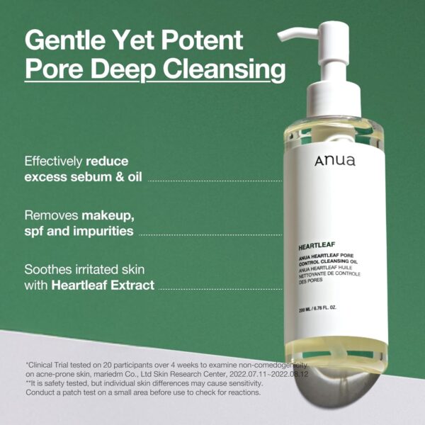 Anua Heartleaf Pore Control Cleansing Oil, Pore Cleanser, Sebum Care, Gentle Melting Oil Cleanser for Face, Safe For All Skin Type, Daily Hydrating Makeup Remover, Korean Skin Care (6.76fl.oz)