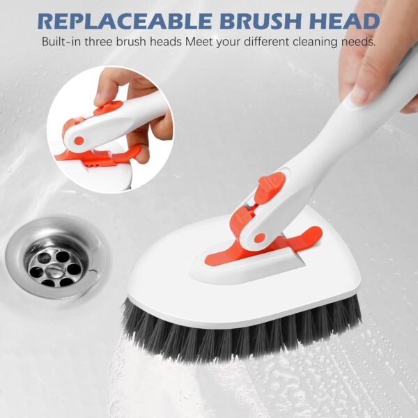711nk2AQgmL._AC_SL1500_.jpg SetSail Tile Tub Scrubber Brush 3-in-1 Shower Scrubber with 52-inch Adjustable Long Handle Shower Cleaner Brush and 3 Detachable Replacement Brush Heads for Cleaning Bathroom Kitchen Walls Tub Tile