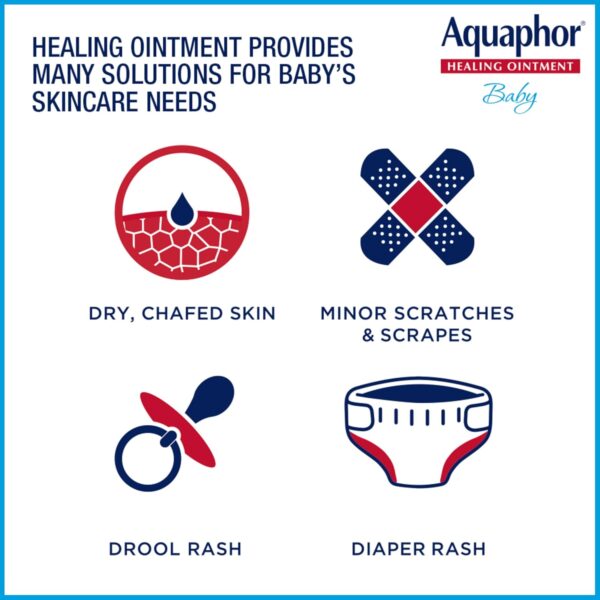 Aquaphor Baby Healing Ointment Advanced Therapy Skin Protectant for Chapped or Dry Skin, Drool Rash and Diaper Rash Ointment, Hypoallergenic Baby Essentials, Travel Size, 0.35 Oz Tube, Pack of 2