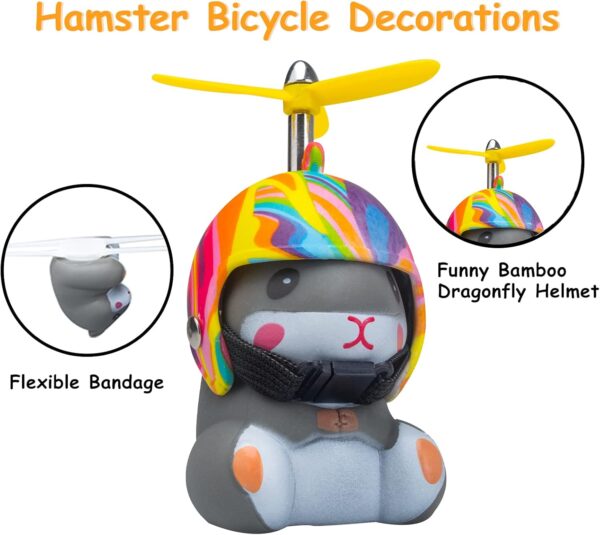wonuu Duck Bike Bell with Light and Helmet Cute Hamster Bicycle Horn, Dashboard Decoration Hamster Motorcycle Bike Bells Rubber Duck Car Dashboard Decorations (Rainbow-Hamster)