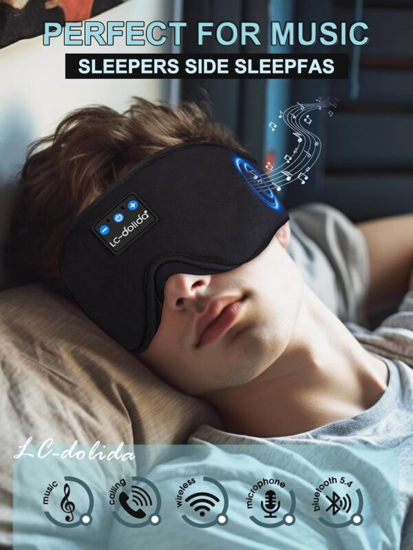 71318uSXwL._AC_SL1500_.jpg LC-dolida Sleep Headphones, 3D Sleep Mask Bluetooth Wireless Music Eye Mask, Sleeping Headphones for Side Sleepers Sleep Mask with Bluetooth Headphones Ultra-Thin Stereo Speakers Perfect for Sleeping