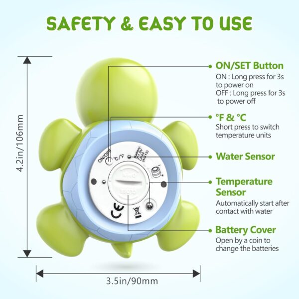 7134FO5exGL._SL1500_.jpg Baby Bath Thermometer, Digital Water Temperature Thermometers with 3 Color Backlit and Temperature Warning, Safety Bath Tube Thermometers Floating Toy for Infant, Toddler
