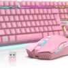 713sSqhSskL._AC_SL1500_.jpg RedThunder K10 Wireless Gaming Keyboard and Mouse Combo, LED Backlit Rechargeable 3800mAh Battery, Mechanical Feel Anti-ghosting Keyboard + 7D 3200DPI Mice for PC Gamer (Pink)