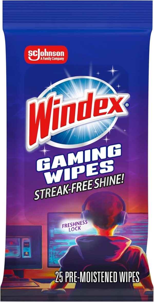 713xacVMKTL._AC_SL1500_.jpg Windex Gaming Cleaning Wipes, Pre-Moistened Wipes to Instantly Clean all Gaming Gear and Electronics, Resealable Packaging for a Freshness Lock, 25 count (Pack of 1)