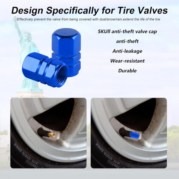 714LMO6Q08L._AC_SL1500_.jpg alpmosn Aluminum Tire Stem Valve Caps Wheel Valve Covers Car Dustproof Tire Cap Cover Accessories, Universal for SUV, Car, Bike and Motorcycle, Hexagon Shape (4PCS Blue)