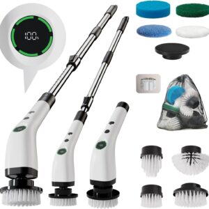 714aR-JahcL._AC_SL1500_.jpg Electric Bathroom Cleaning Brush, Cordless Spin Scrubber Full Body Waterproof IPX7 with Adjustable Handle, 8 Replaceable Brush Heads for Bathtub/Kitchen/Window/Home -SD-CTB01