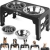 714fHBusMCL._AC_SL1500_.jpg Jovrun Elevated Dog Bowls for Medium Large Size Dogs, Non-Slip Dog Feeder with 1*Stainless Steel Dishes & 1*Slow Feeder Bowl, 5 Heights Adjustable Raised Bowls to 3.15″-8.66″-9.84″-11.02″-12.2″