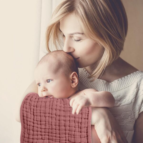 714wN1w4quL._SL1500_.jpg Looxii Muslin Burp Cloths Baby Girl 6 Pack - 20" x 10" - Ultra Soft & Absorbent, 6-Layer 100% Cotton for Spit Up & Drool- Gentle Baby Burping Cloth, Newborn Essentials Shower Gift Girl, Gradient Pink