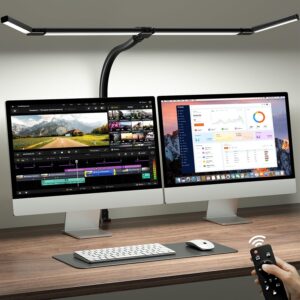 714xK7MO04L._AC_SL1500_.jpg ONEMIX 42" LED Desk Lamp with Clamp, Architect Desk Light with Remote, Adjustable 4-Segment Bar, 1800LM Bright, Eye-Caring Desk Lamp for Home Office, Reading, Study, Dual Monitors, Workbench(Black)