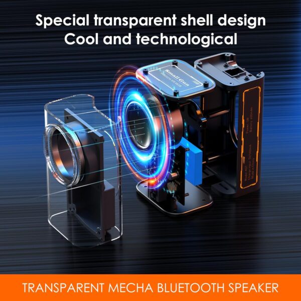 715HvgmYO3L._AC_SL1500_.jpg Portable Bluetooth Speaker with Lights, Transparent Wireless Mini Bluetooth Speaker with TWS, Perfect Small Speaker HD Sound and Bass for Office, Home, Shower, Room, Bike, Car (Black)